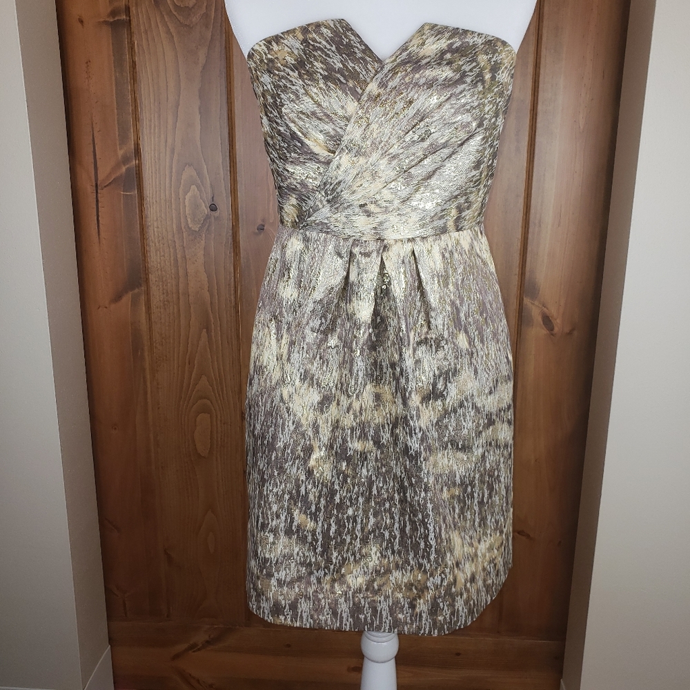 Gianni Bini Metallic Strapless Cocktail Dress, 8